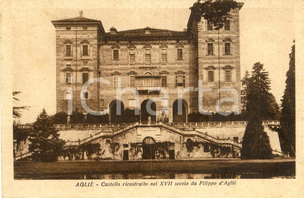 Cartolina originale da collezione 1936 AGLIE  TO Veduta del castello Ducale Cartolina postale FP VG 1