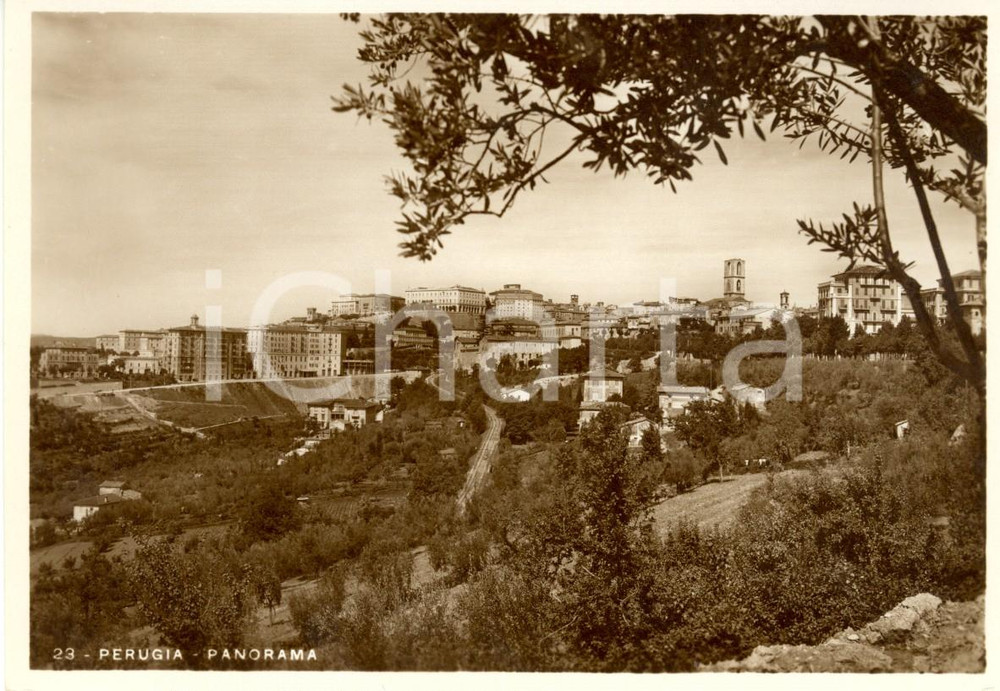 Cartolina originale da collezione 1940 ca PERUGIA Panorama della cittÃ  e dei dintorni Cartolina FG NV 1