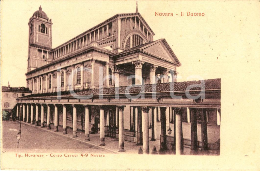 Cartolina originale da collezione 1907 NOVARA Veduta della Cattedrale di SANTA MARIA ASSUNTA *Cartolina FP VG 1