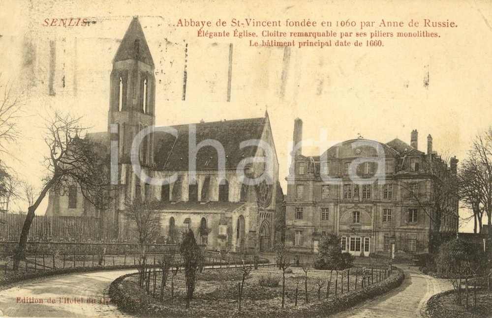 Cartolina originale da collezione 1926 SENLIS FRANCE Vue de l Abbaye de SAINT VINCENT Cartolina postale FP VG 1