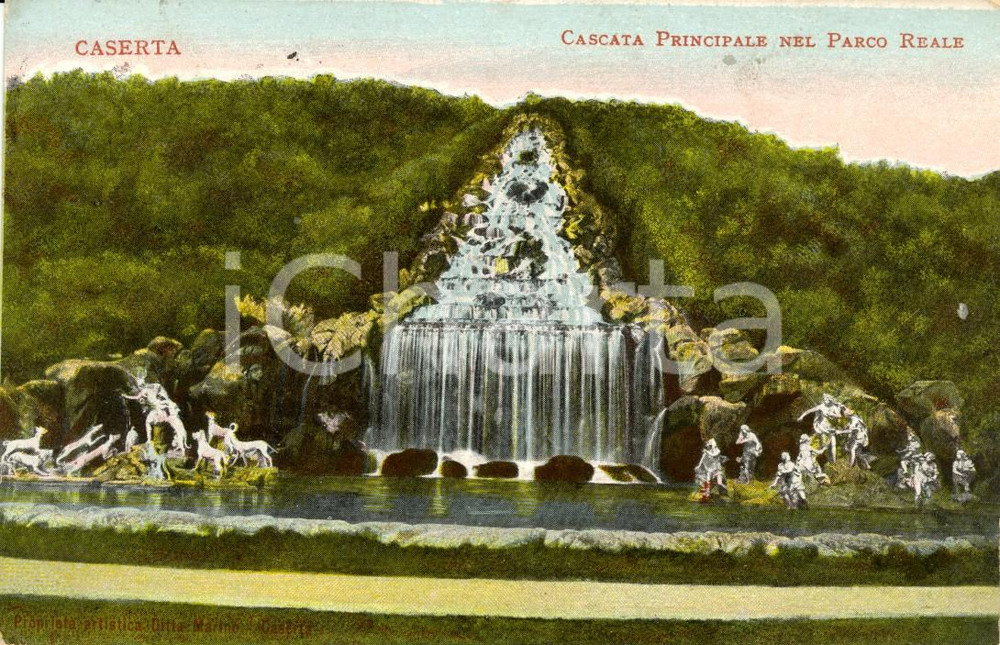 Cartolina originale da collezione 1914 CASERTA Veduta cascata principale nel Parco Reale *Cartolina postale FP VG 1