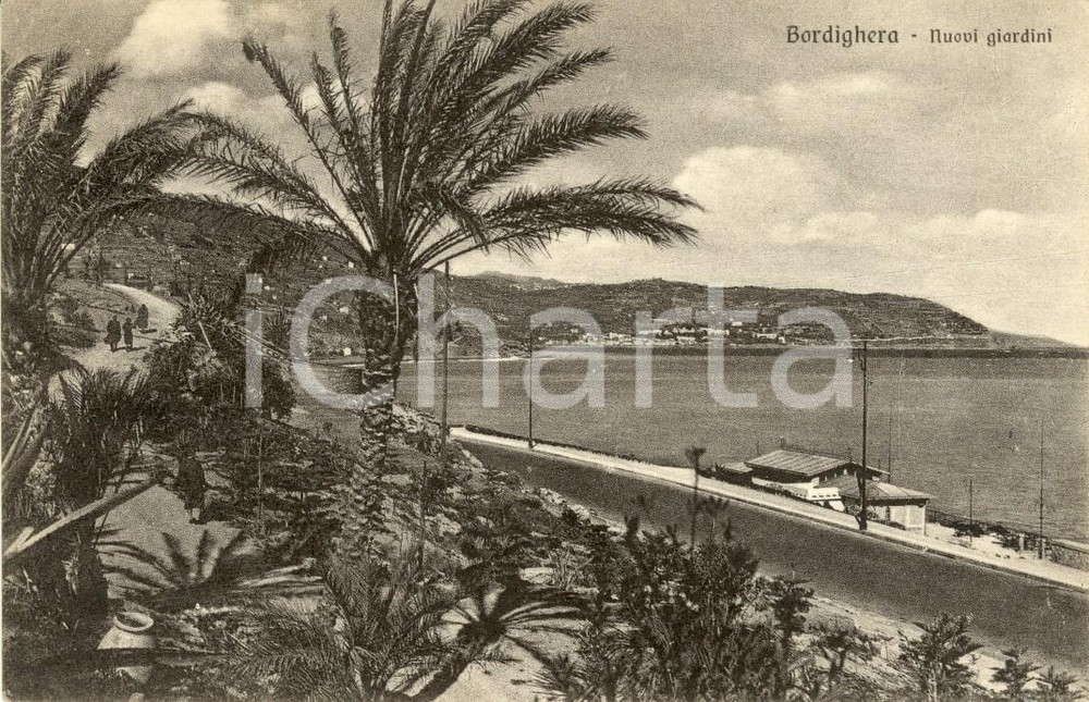 Cartolina originale da collezione 1948 BORDIGHERA IM Nuovi Giardini sul lungomare Cartolina ANIMATA FP VG 1