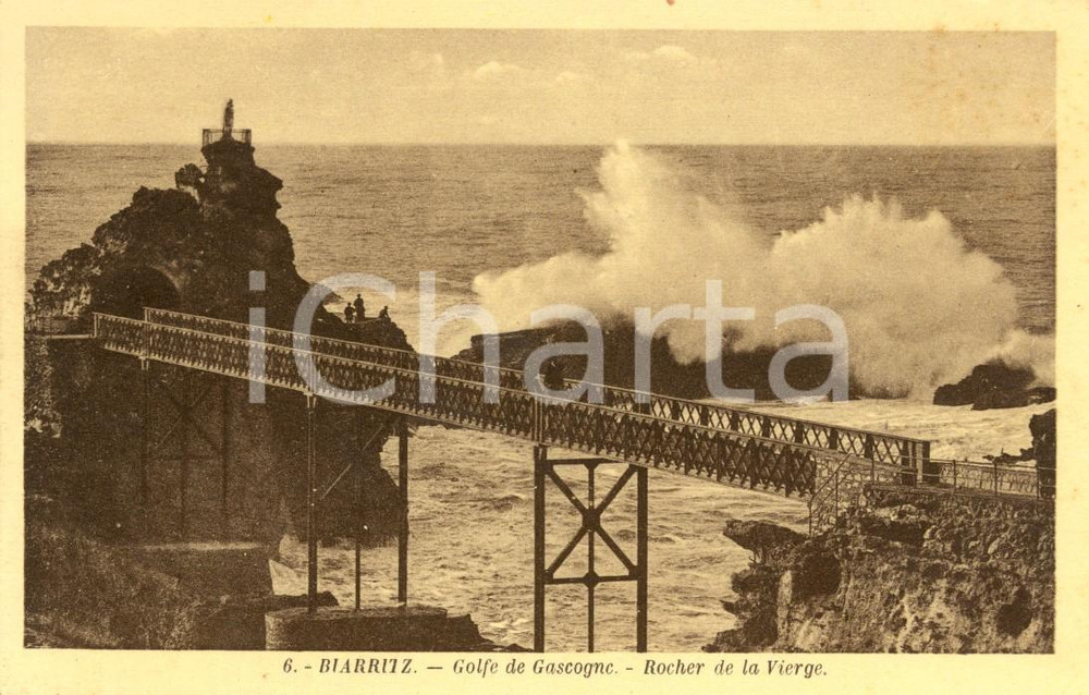 Cartolina originale da collezione 1930 ca BIARRITZ FR Golfe de CASCOGNE  Rocher de la Vierge Cartolina FP NV 1
