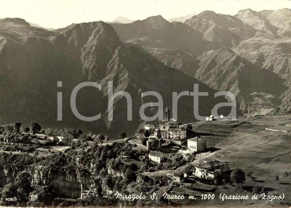 Cartolina originale da collezione 1957 ZOGNO (BG) Veduta frazione MIRAGOLO SAN MARCO *Cartolina postale FG VG 1