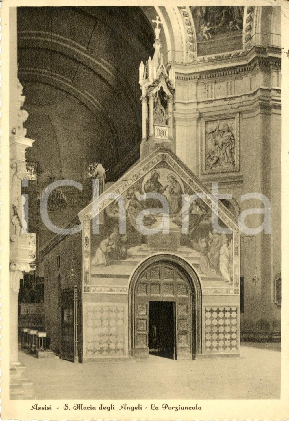 Cartolina originale da collezione 1946 ASSISI (PG) La PORZIUNCOLA - Basilica SANTA MARIA DEGLI ANGELI *Cartolina 1