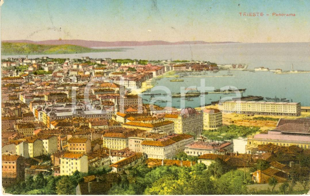 Cartolina originale da collezione 1926 TRIESTE Veduta panoramica della cittÃ  Cartolina postale FP VG 1