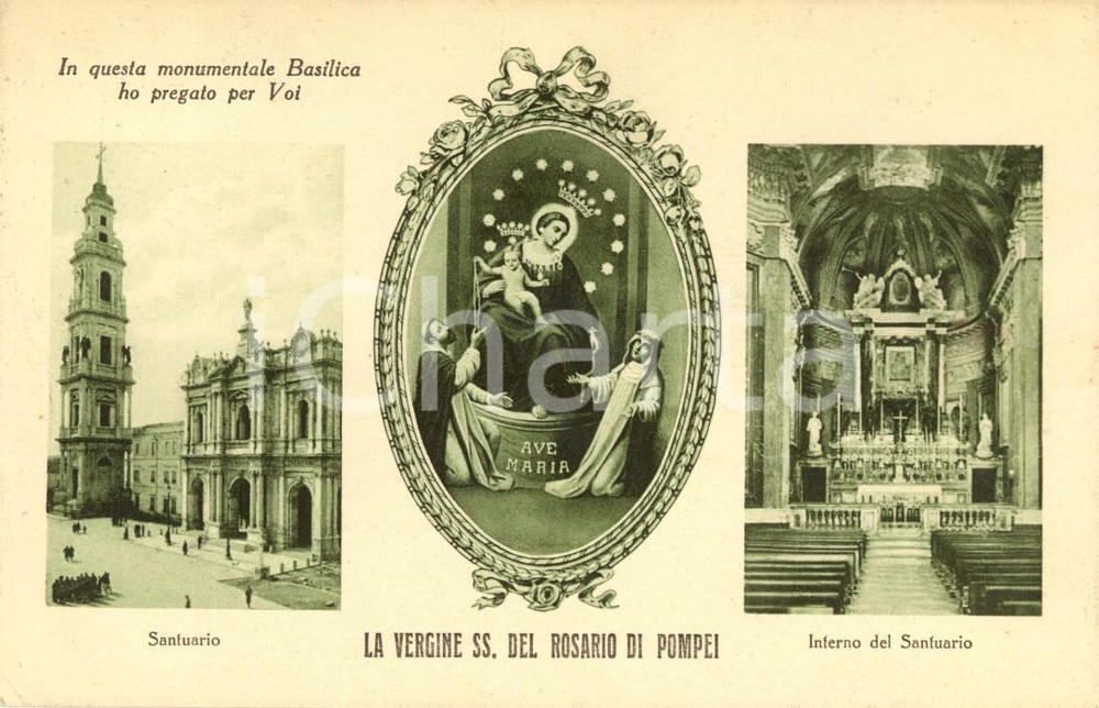 Cartolina originale da collezione 1933 POMPEI (NA) Vedutine Santuario VERGINE SANTISSIMO ROSARIO *Cartolina FP VG 1