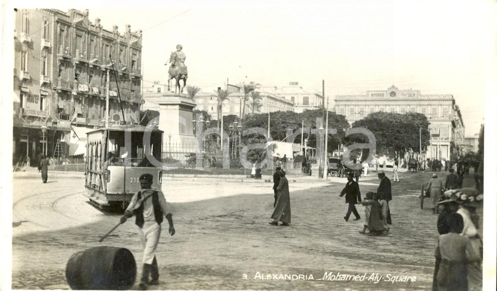 Cartolina originale da collezione 1940 ca ALESSANDRIA D'EGITTO Filobus in  Piazza MOHAMED ALY  *Cartolina FP NV 1