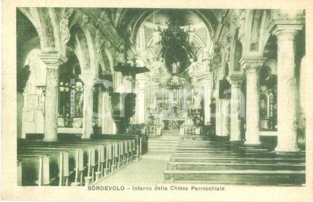 Cartolina originale da collezione 1930 SORDEVOLO BI Interno Chiesa Parrocchiale SANT AMBROGIO Cartolina FP VG 1
