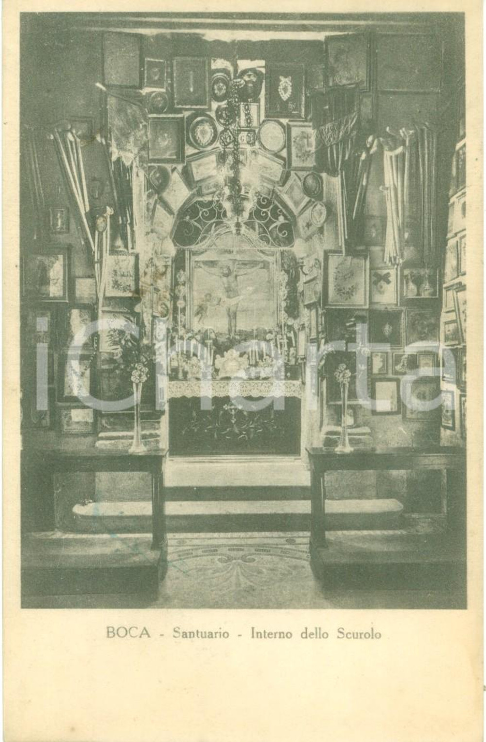 Cartolina originale da collezione 1940 ca BOCA (NO) Santuario - Interno dello Scurolo *Cartolina postale FP VG 1