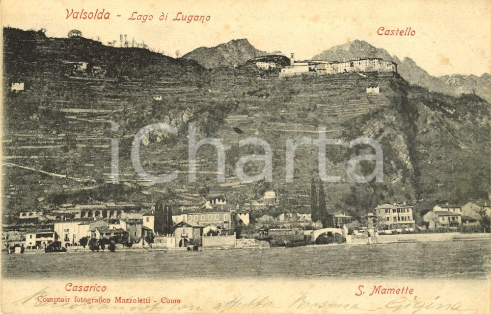 Cartolina originale da collezione 1902 VALSODA CO Frazioni CASARICO e SAN MAMETE sul Lago di LUGANO Cartolina 1