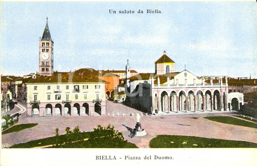 Cartolina originale da collezione 1900 ca BIELLA Veduta della Piazza del DUOMO Cartolina postale FP NV 1