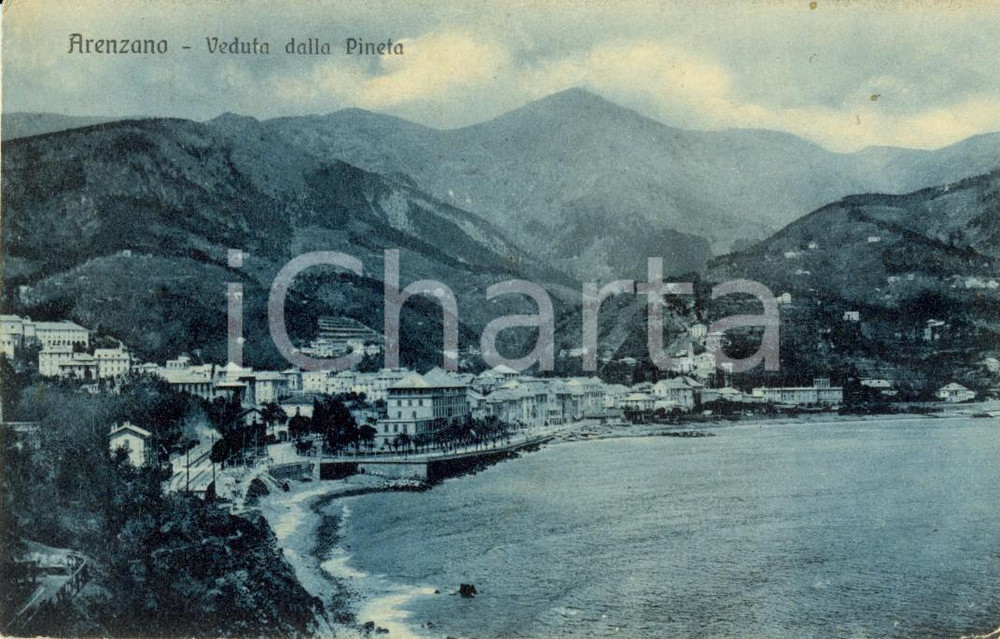 Cartolina originale da collezione 1910 ARENZANO GE Veduta panoramica del paese dalla pineta Cartolina FP VG 1