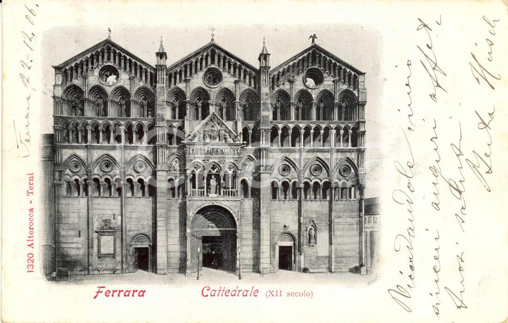 Cartolina originale da collezione 1906 FERRARA Veduta della Cattedrale di SAN GIORGIO *Cartolina postale FP VG 1