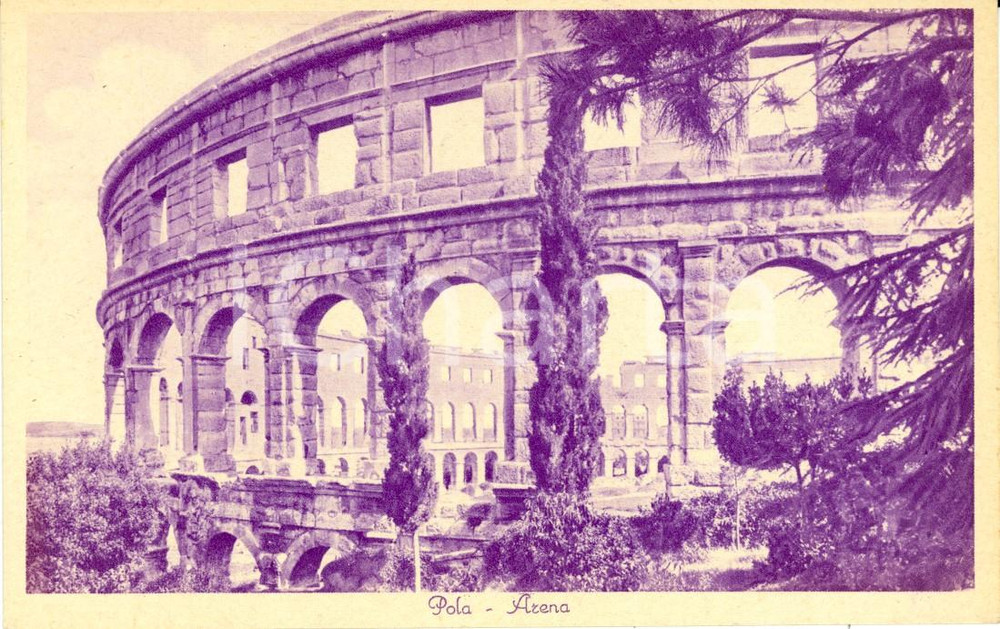 Cartolina originale da collezione 1934 POLA / PULA CROAZIA Veduta dell Arena romana Cartolina postale FP NV 1