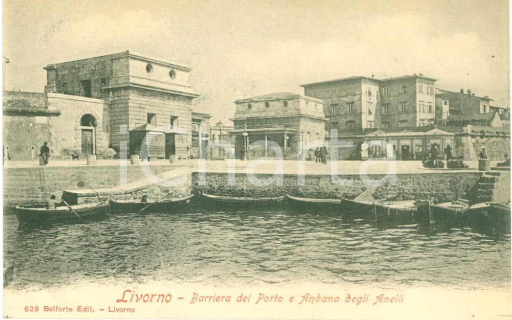 Cartolina originale da collezione 1900 ca LIVORNO Barriera del Porto Andana degli Anelli Cartolina postale FP NV 1