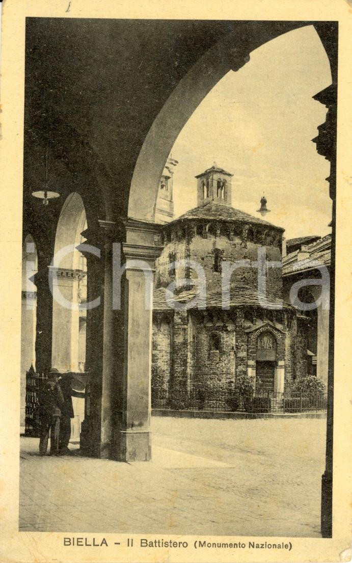 Cartolina originale da collezione 1930 ca BIELLA Veduta Battistero SAN GIOVANNI BATTISTA Cartolina ANIMATA FP NV 1