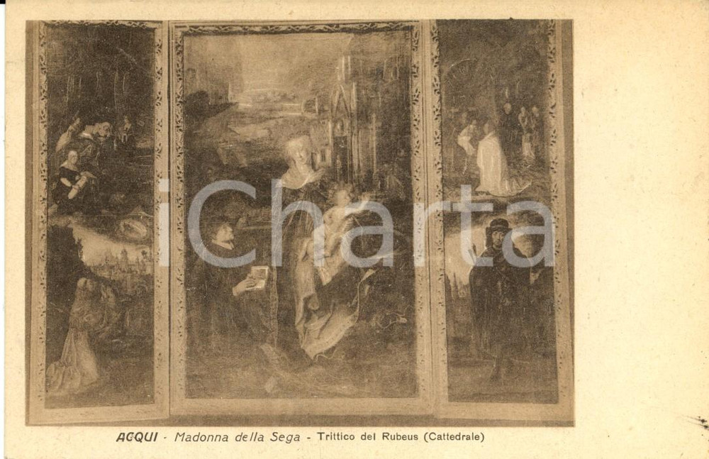 Cartolina originale da collezione 1924 ARTE Madonna della SEGA Trittico RUBEUS Cattedrale ACQUI TERME *Cartolina 1