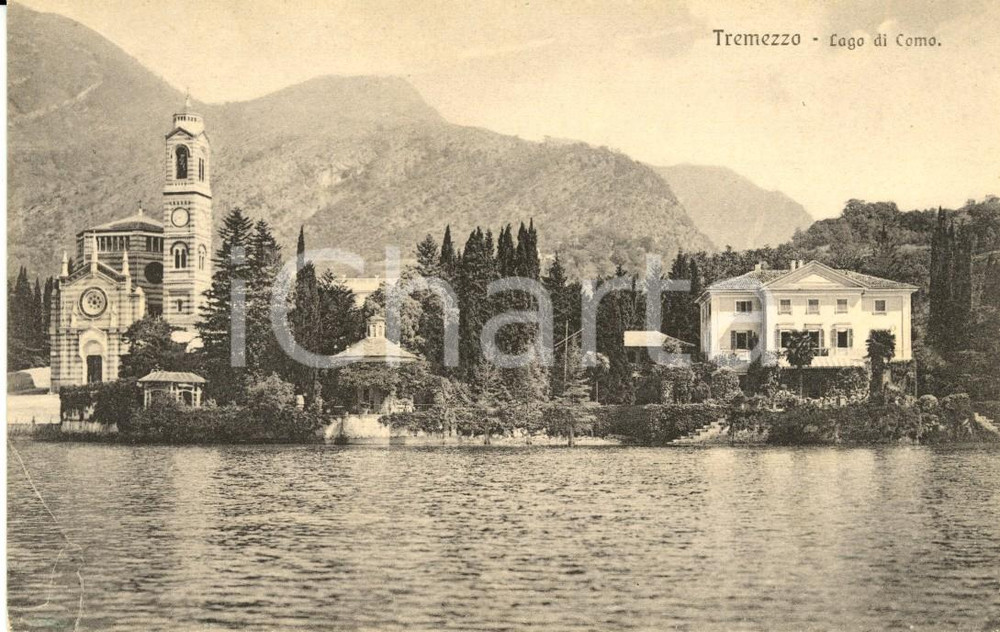 Cartolina originale da collezione 1920 ca TREMEZZO CO Veduta paese con chiesa dal lago di COMO Cartolina FP NV 1