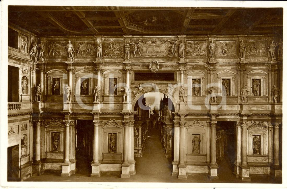 Cartolina originale da collezione 1932 VICENZA La scena - Interno del Teatro OLIMPICO Palladiano *Cartolina FP VG 1