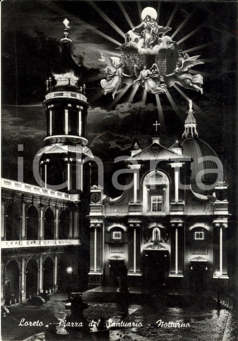 Cartolina originale da collezione 1967 LORETO AN Veduta notturna della Piazza del SANTUARIO Cartolina FG VG 1