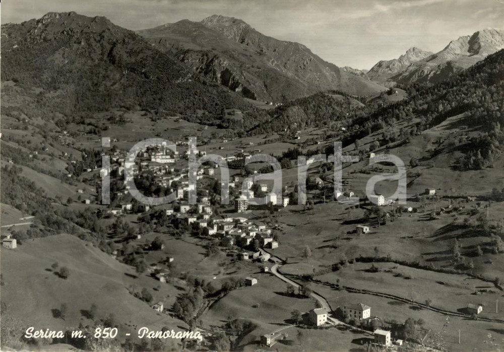 Cartolina originale da collezione 1967 SERINA BG Panorama del paese e della vallata Cartolina FG VG 1