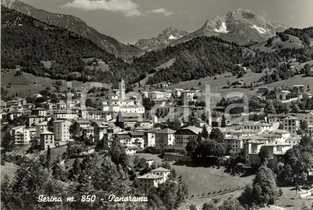 Cartolina originale da collezione 1967 SERINA BG Veduta panoramica del paese e della vallata Cartolina FG VG 1
