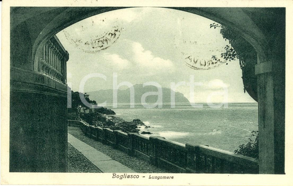 Cartolina originale da collezione 1940 ca BOGLIASCO (GE) Veduta panoramica del lungomare *Cartolina FP VG 1