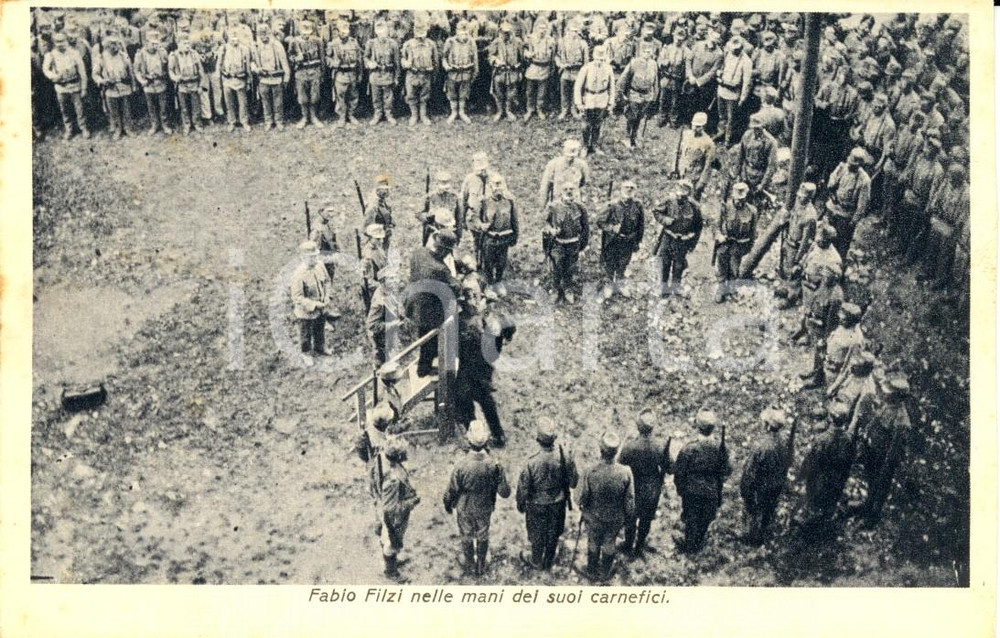 Cartolina originale da collezione 1930 ca FABIO FILZI impiccato dai suoi carnefici *Cartolina postale FP NV 1