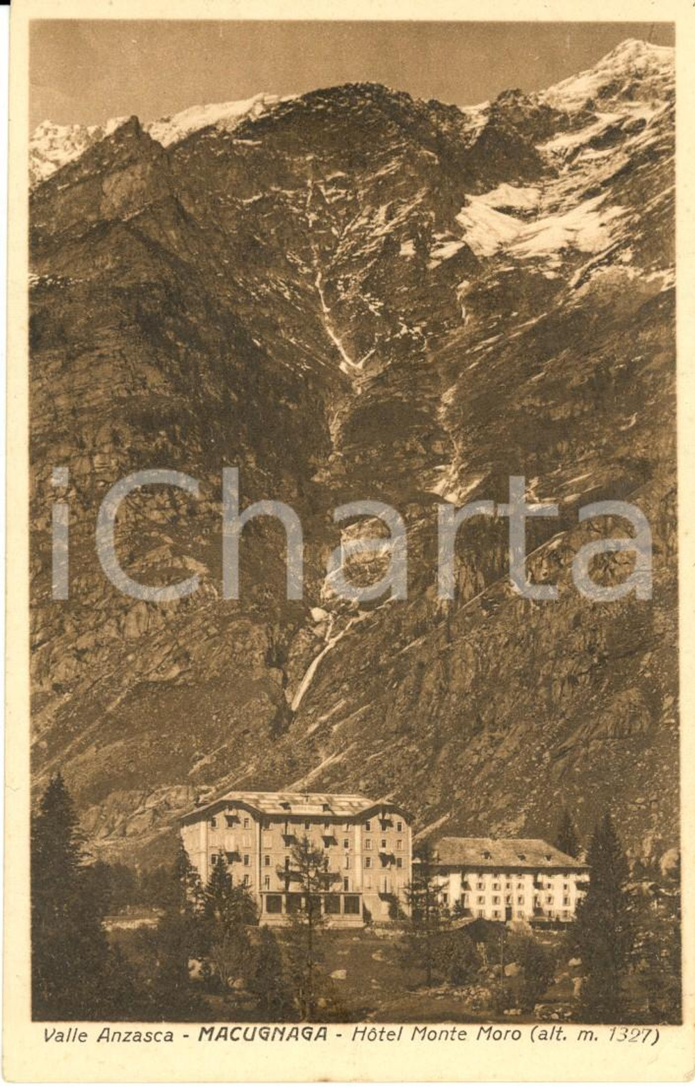 Cartolina originale da collezione 1940 ca MACUGNAGA (VB) Valle ANZASCA Veduta Hotel MONTE MORO *Cartolina FP NV 1