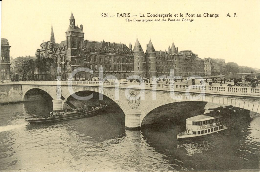 Cartolina originale da collezione 1910 ca PARIS (FR) La CORCIERGERIE et le Pont au CHANGE *Cartolina ANIMATA FP NV 1