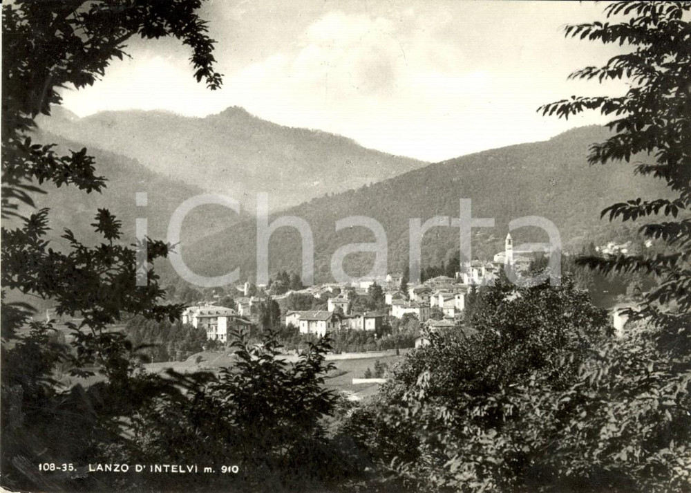 Cartolina originale da collezione 1965 LANZO D'INTELVI (CO) Panorama del paese e della vallata *Cartolina FG VG 1