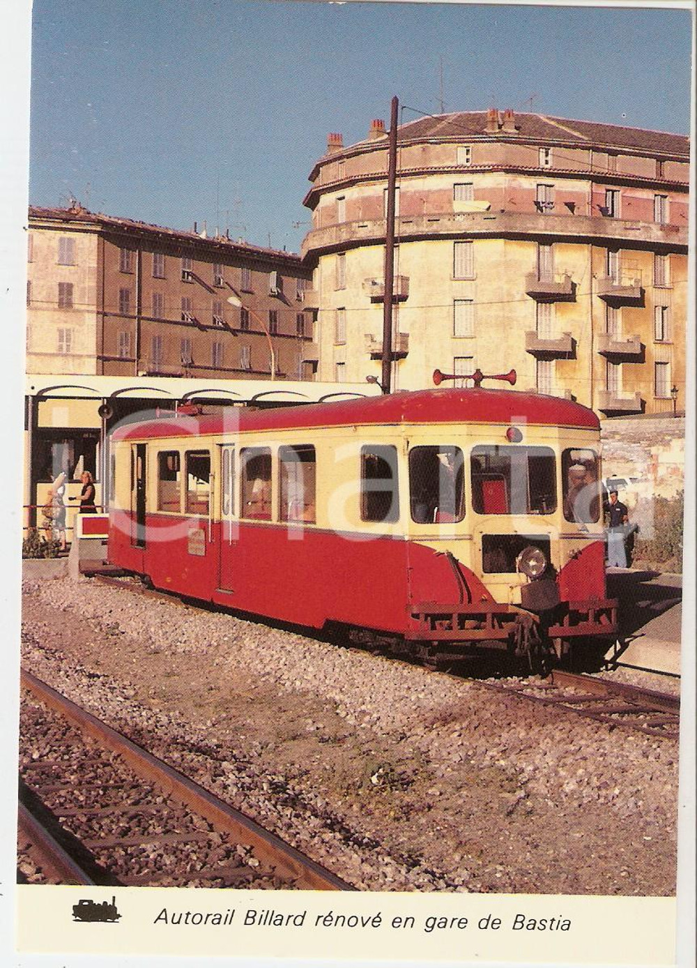 Cartolina originale da collezione 1978 BASTIA (CORSICA) Autorail BILLARD in stazione ANIMATA *Cartolina FG NV 1