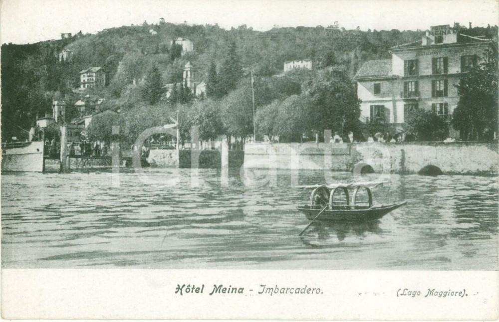 Cartolina originale da collezione 1920 ca MEINA (NO) Imbarcadero dell'Hotel MEINA *Cartolina FP NV 1