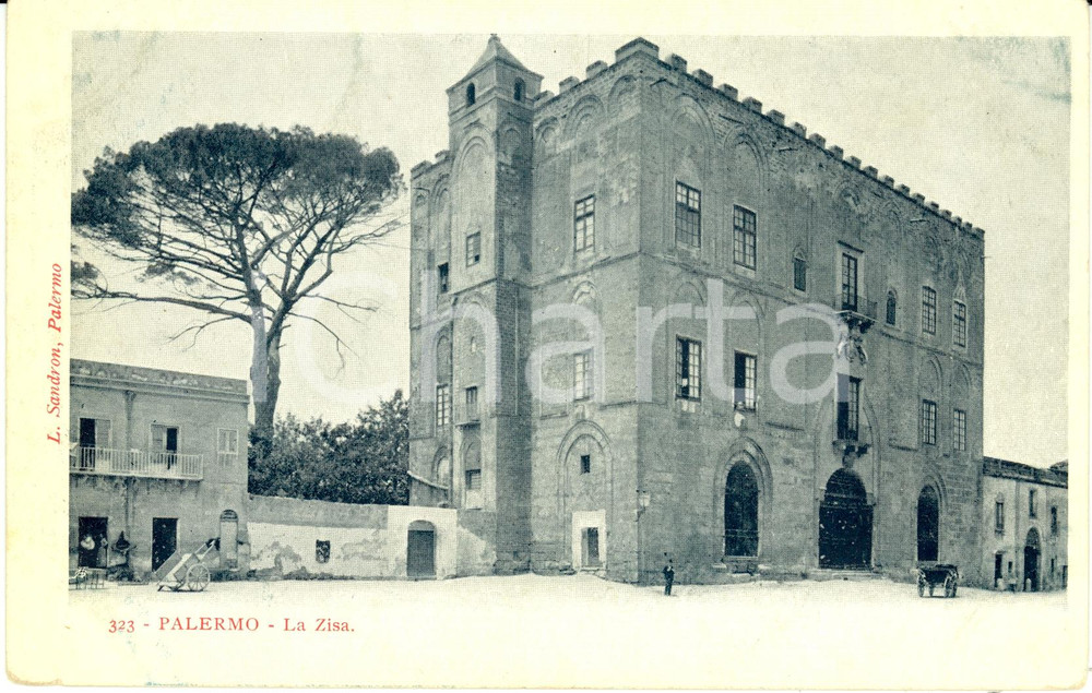 Cartolina originale da collezione 1900 ca PALERMO Veduta del Palazzo della ZISA Cartolina postale ANIMATA FP NV 1