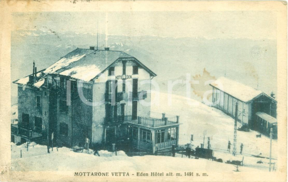 Cartolina originale da collezione 1938 MOTTARONE VB Veduta dell EDEN HOTEL Cartolina DANNEGGIATA FP VG 1