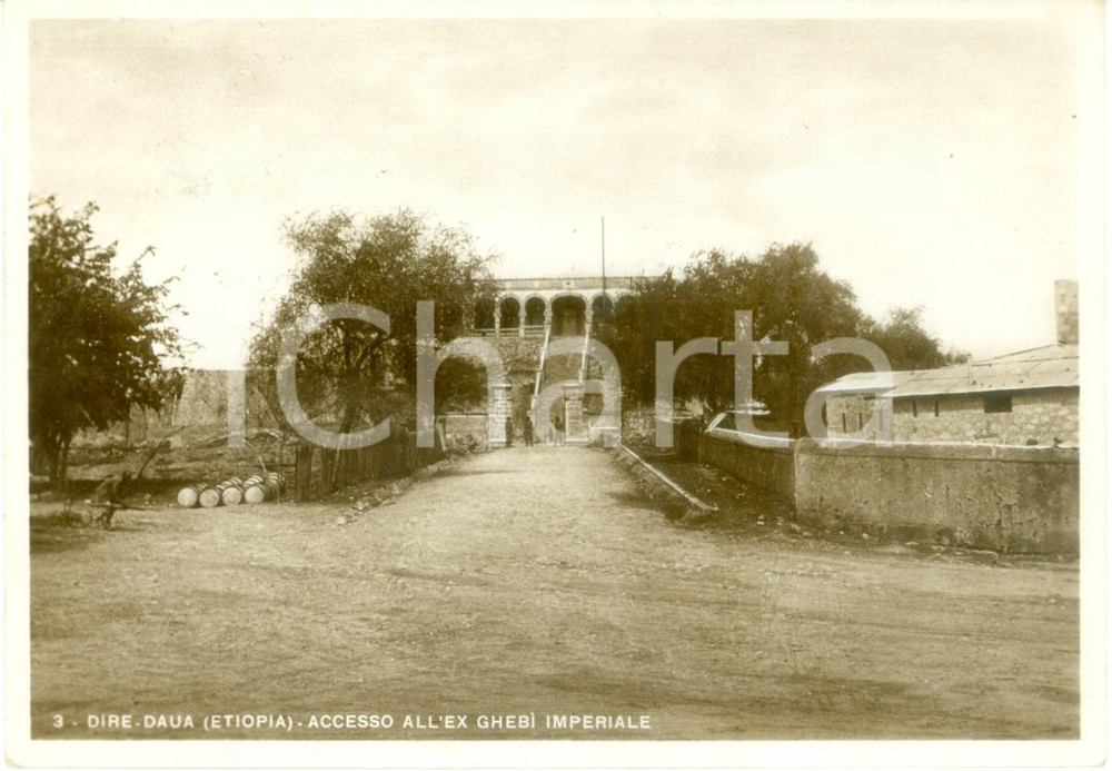 Cartolina originale da collezione 1937 DIRE DAUA ETIOPIA Accesso all ex ghebÃ¬ imperiale Cartolina FG VG 1