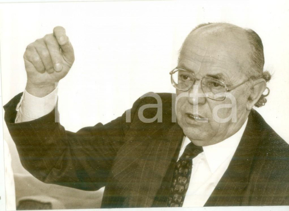 Fotografia d epoca originale 1991 FRANCE Politico Henri GOETSCHY durante un discorso Fotografia 1