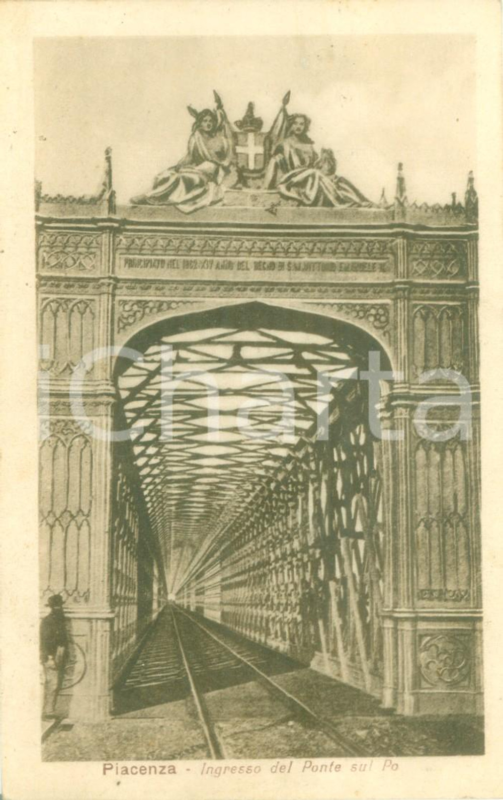 Cartolina originale da collezione 1930 ca PIACENZA Ingresso del Ponte sul PO *Cartolina postale FP NV 1