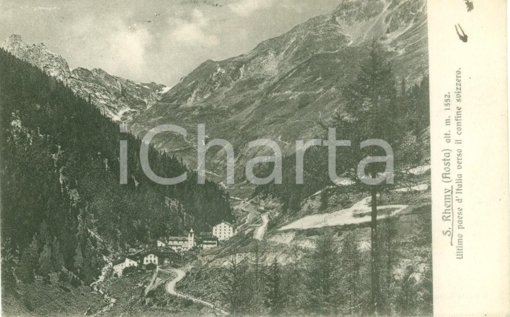 Cartolina originale da collezione 1923 SAINT-RHEMY-EN-BOSSES (AOSTA) Ultimo Paese sul confine *Cartolina FP VG 1