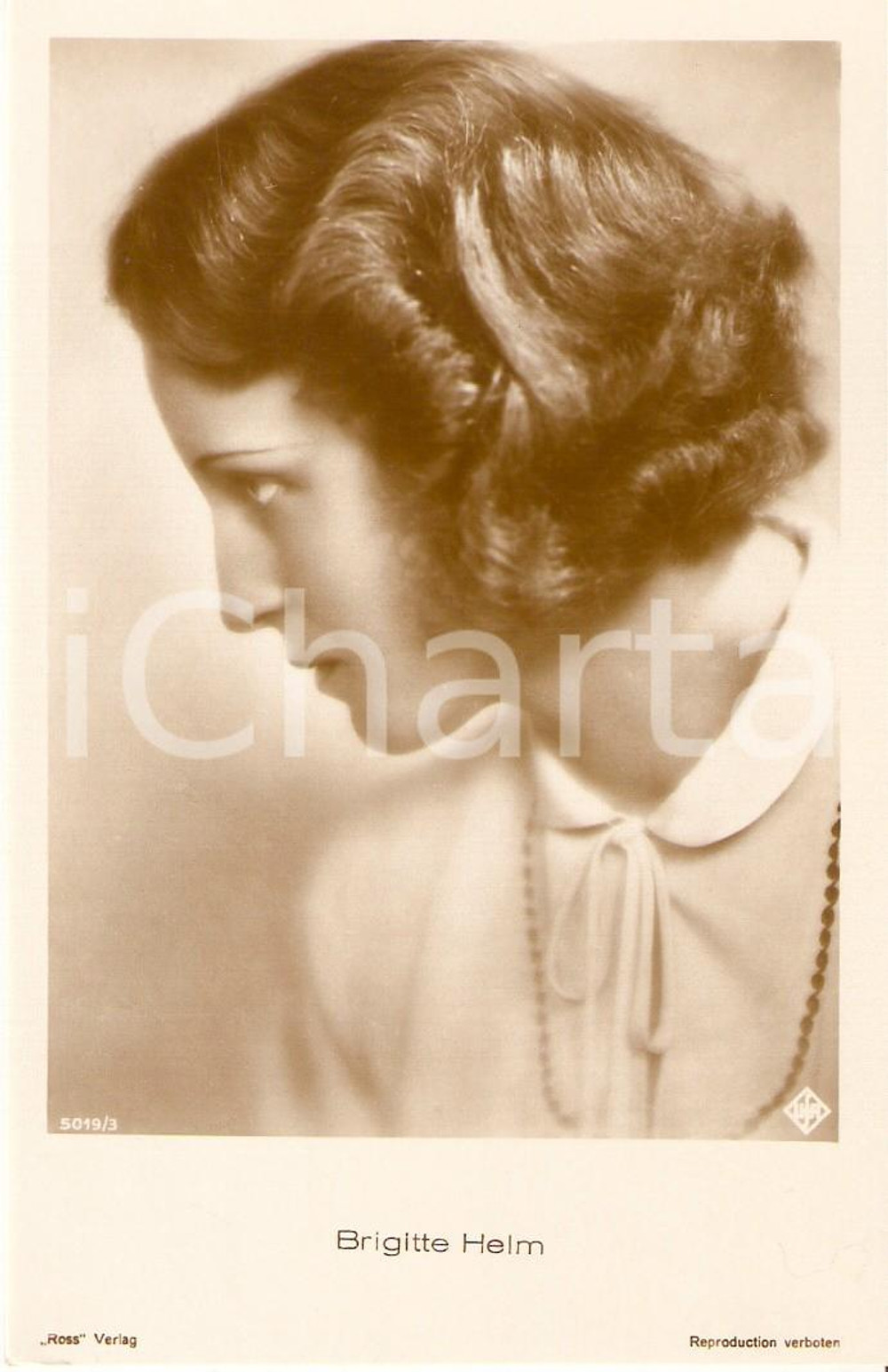 Cartolina originale da collezione 1935 ca CINEMA Attrice Brigitte HELM Ritratto con collana *Cartolina FP NV 1