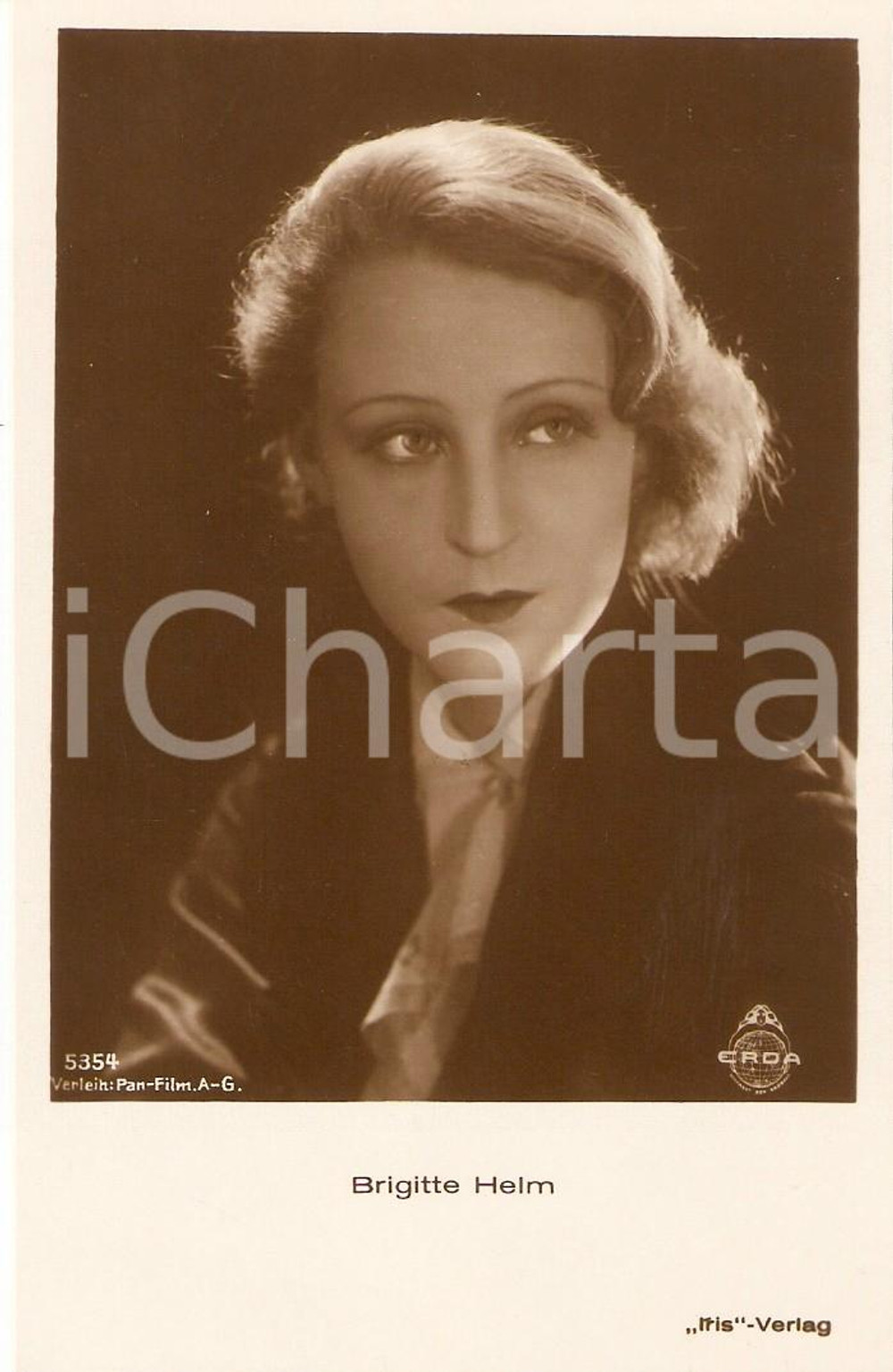 Cartolina originale da collezione 1935 ca CINEMA Ritratto Brigitte HELM Primo piano dell'attrice *Cartolina FP NV 1