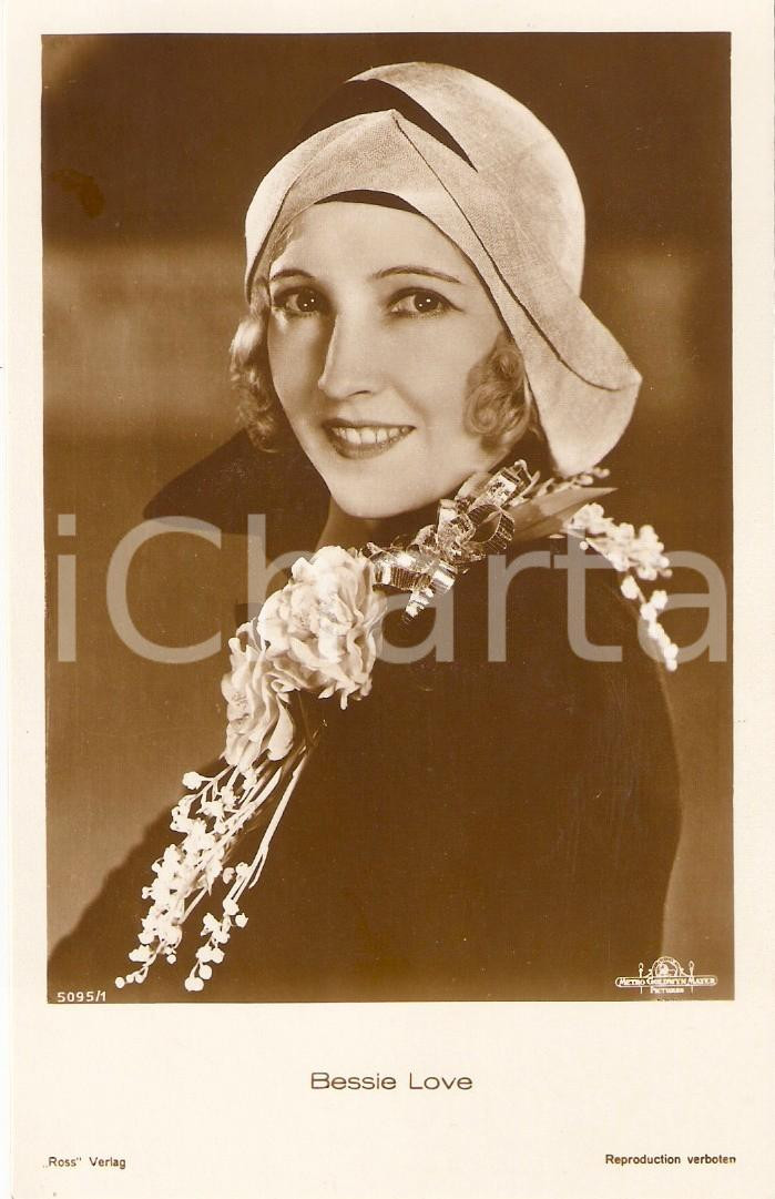 Cartolina originale da collezione 1930 ca CINEMA Actress Bessie LOVE Portrait with flowers *Cartolina FP NV 1