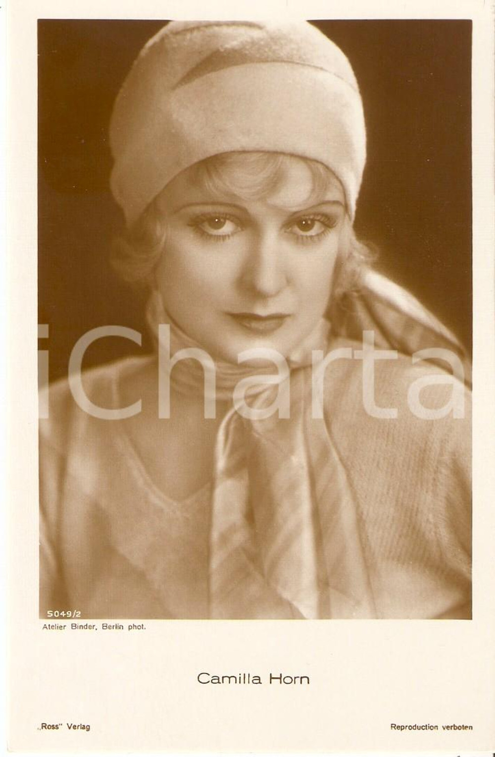 Cartolina originale da collezione 1935 ca CINEMA Attrice Camilla HORN Ritratto con foulard *Cartolina FP NV 1