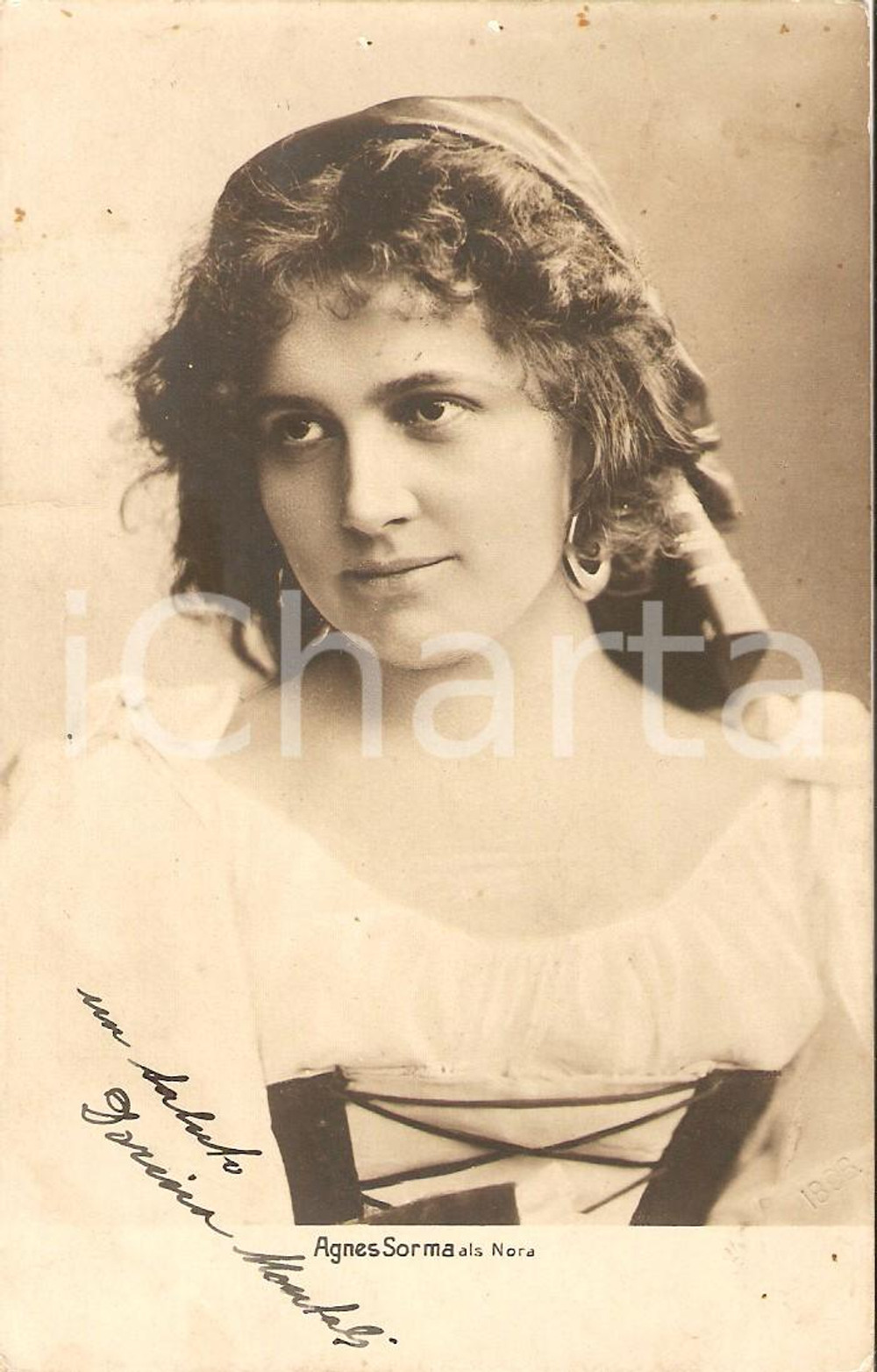 Cartolina originale da collezione 1900 ca TEATRO Attrice Agnes SORMA nel ruolo di Nora *Cartolina FP VG 1