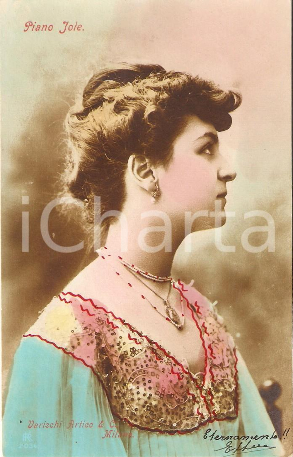 Cartolina originale da collezione 1900 ca TEATRO Attrice Jole PIANO Ritratto *Cartolina FP NV 1