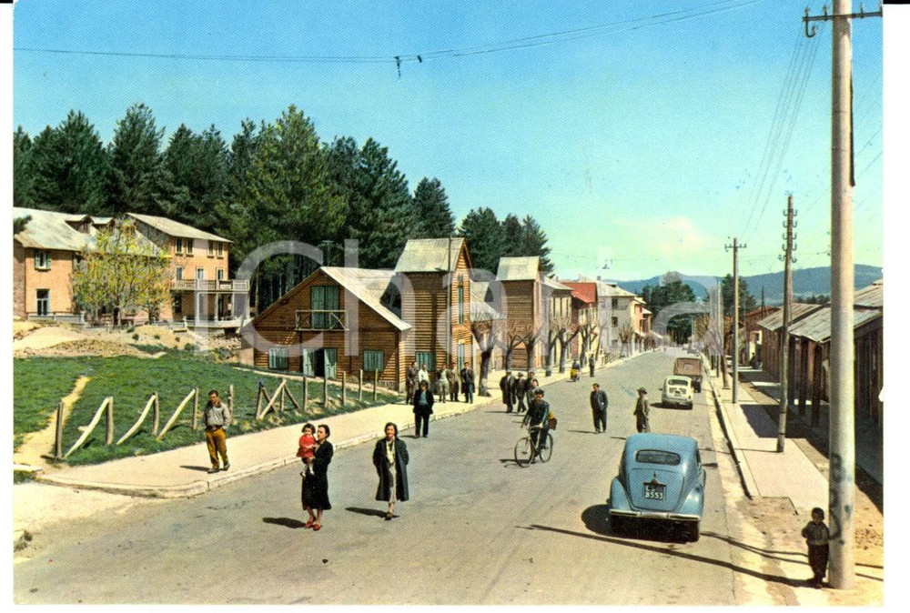 Cartolina originale da collezione 1958 CAMIGLIATELLO SILANO (CS) Panorama con auto d'epoca *Cartolina FG VG 1