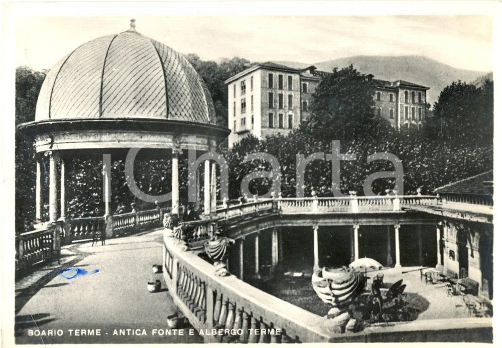 Cartolina originale da collezione 1952 BOARIO TERME BS Veduta dell Antica Fonte  ALBERGO TERME Cartolina animata 1
