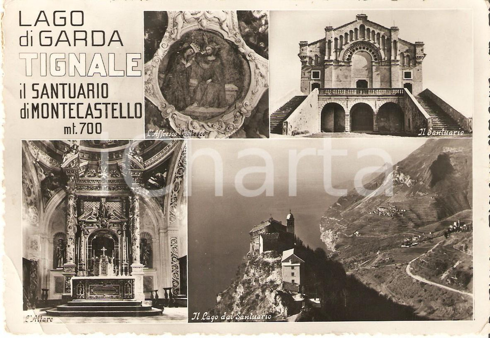 Cartolina originale da collezione 1954 TIGNALE (BS) Vedutine Santuario di MONTECASTELLO *Cartolina FG NV 1