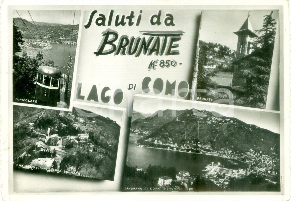 Cartolina originale da collezione 1951 BRUNATE CO Vedutine della funicolare e di SAN MAURIZIO Cartolina FG VG 1